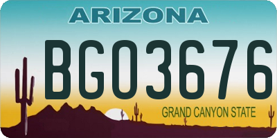AZ license plate BGO3676