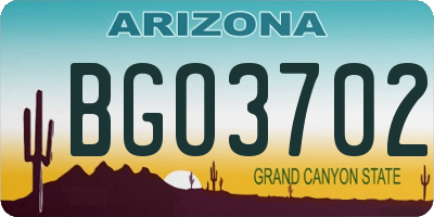 AZ license plate BGO3702