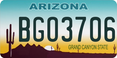 AZ license plate BGO3706