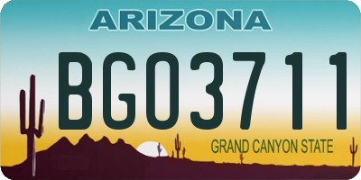 AZ license plate BGO3711