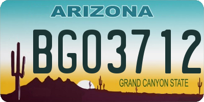 AZ license plate BGO3712
