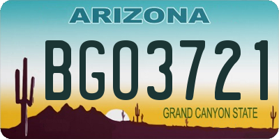 AZ license plate BGO3721