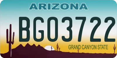 AZ license plate BGO3722