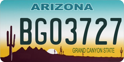AZ license plate BGO3727