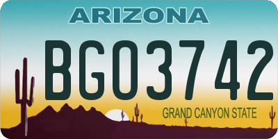 AZ license plate BGO3742