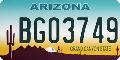 AZ license plate BGO3749
