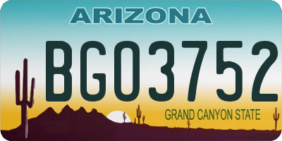 AZ license plate BGO3752