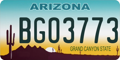 AZ license plate BGO3773