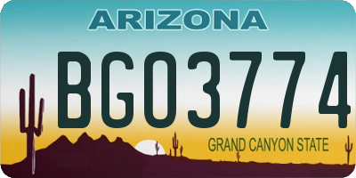 AZ license plate BGO3774