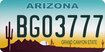 AZ license plate BGO3777