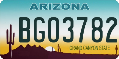 AZ license plate BGO3782