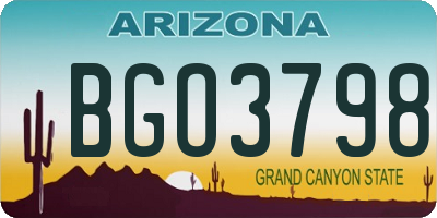 AZ license plate BGO3798