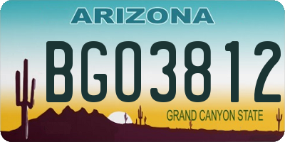 AZ license plate BGO3812