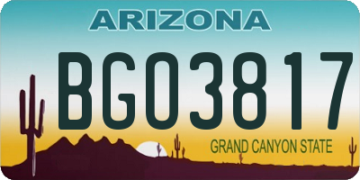AZ license plate BGO3817