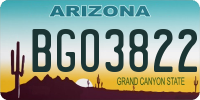 AZ license plate BGO3822