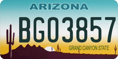 AZ license plate BGO3857