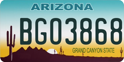 AZ license plate BGO3868