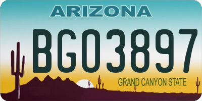 AZ license plate BGO3897
