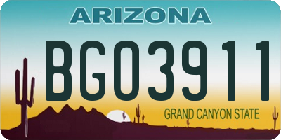 AZ license plate BGO3911