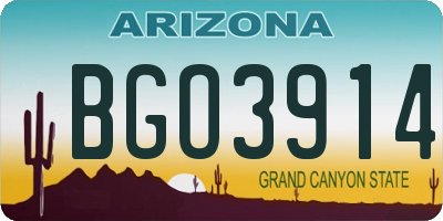 AZ license plate BGO3914