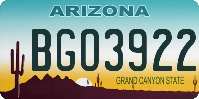 AZ license plate BGO3922