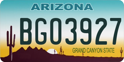 AZ license plate BGO3927