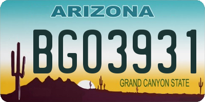 AZ license plate BGO3931