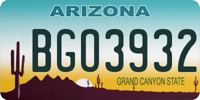 AZ license plate BGO3932