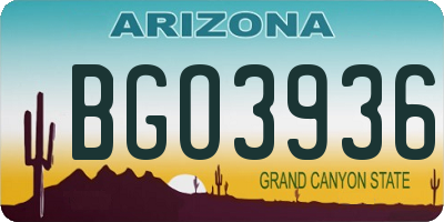 AZ license plate BGO3936