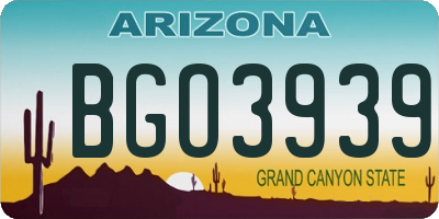 AZ license plate BGO3939