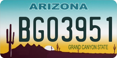 AZ license plate BGO3951