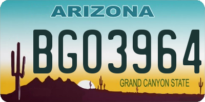 AZ license plate BGO3964