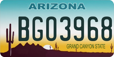 AZ license plate BGO3968