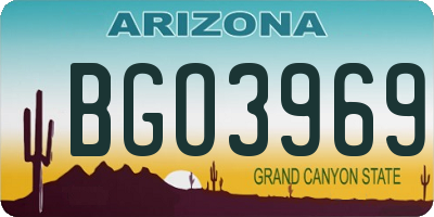 AZ license plate BGO3969