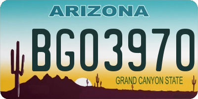 AZ license plate BGO3970