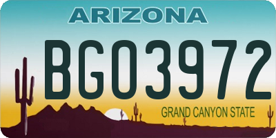 AZ license plate BGO3972