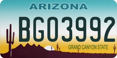 AZ license plate BGO3992