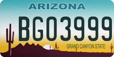 AZ license plate BGO3999