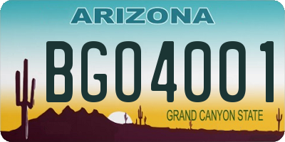 AZ license plate BGO4001