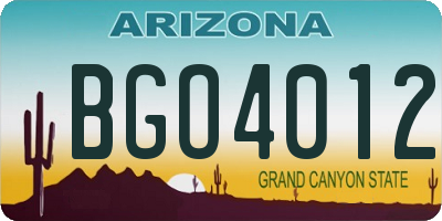 AZ license plate BGO4012