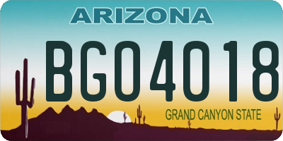AZ license plate BGO4018