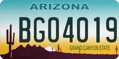 AZ license plate BGO4019