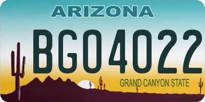 AZ license plate BGO4022