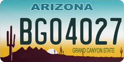 AZ license plate BGO4027