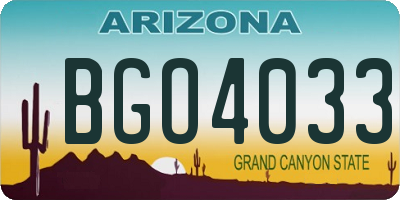 AZ license plate BGO4033