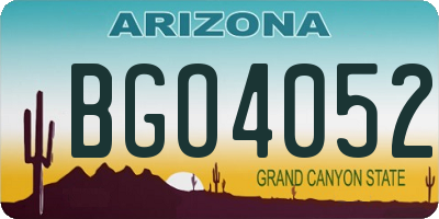 AZ license plate BGO4052