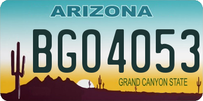 AZ license plate BGO4053