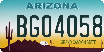 AZ license plate BGO4058