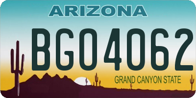 AZ license plate BGO4062