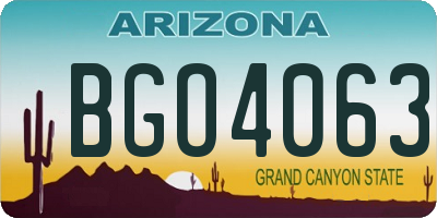 AZ license plate BGO4063